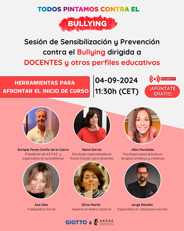 AEPAE - Ponencia «Vuelta al cole» para docentes y otros perfiles educativos, gracias a Giotto