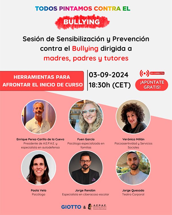 AEPAE - Ponencia «Vuelta al cole» para familias y tutores legales, gracias a Giotto