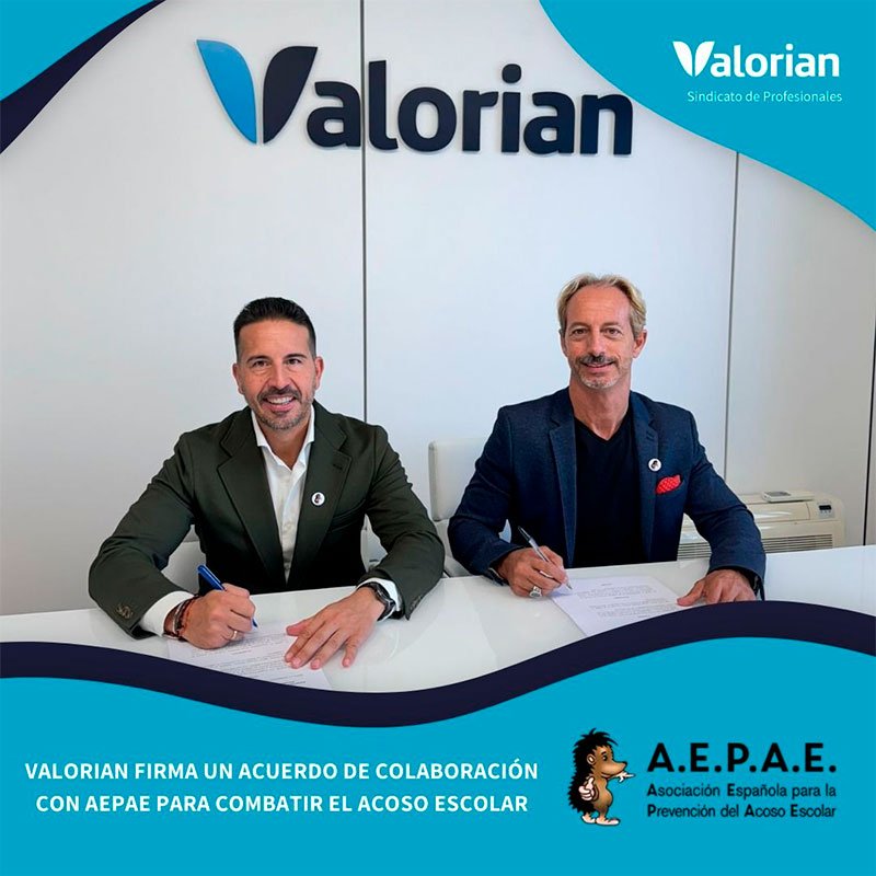 Valorian firma un acuerdo de colaboración con aepae para combatir el acoso escolar