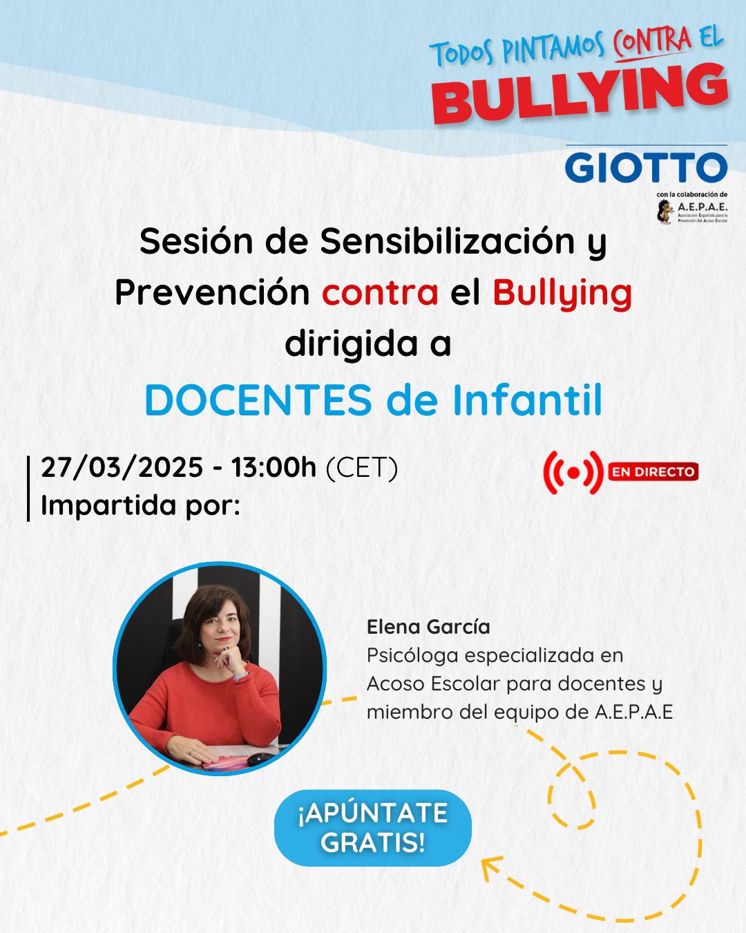 AEPAE_Acoso-escolar_ponencias-docentes-infantil-giotto AEPAE - Ponencia «Vuelta al cole» para docentes y otros perfiles educativos, gracias a Giotto